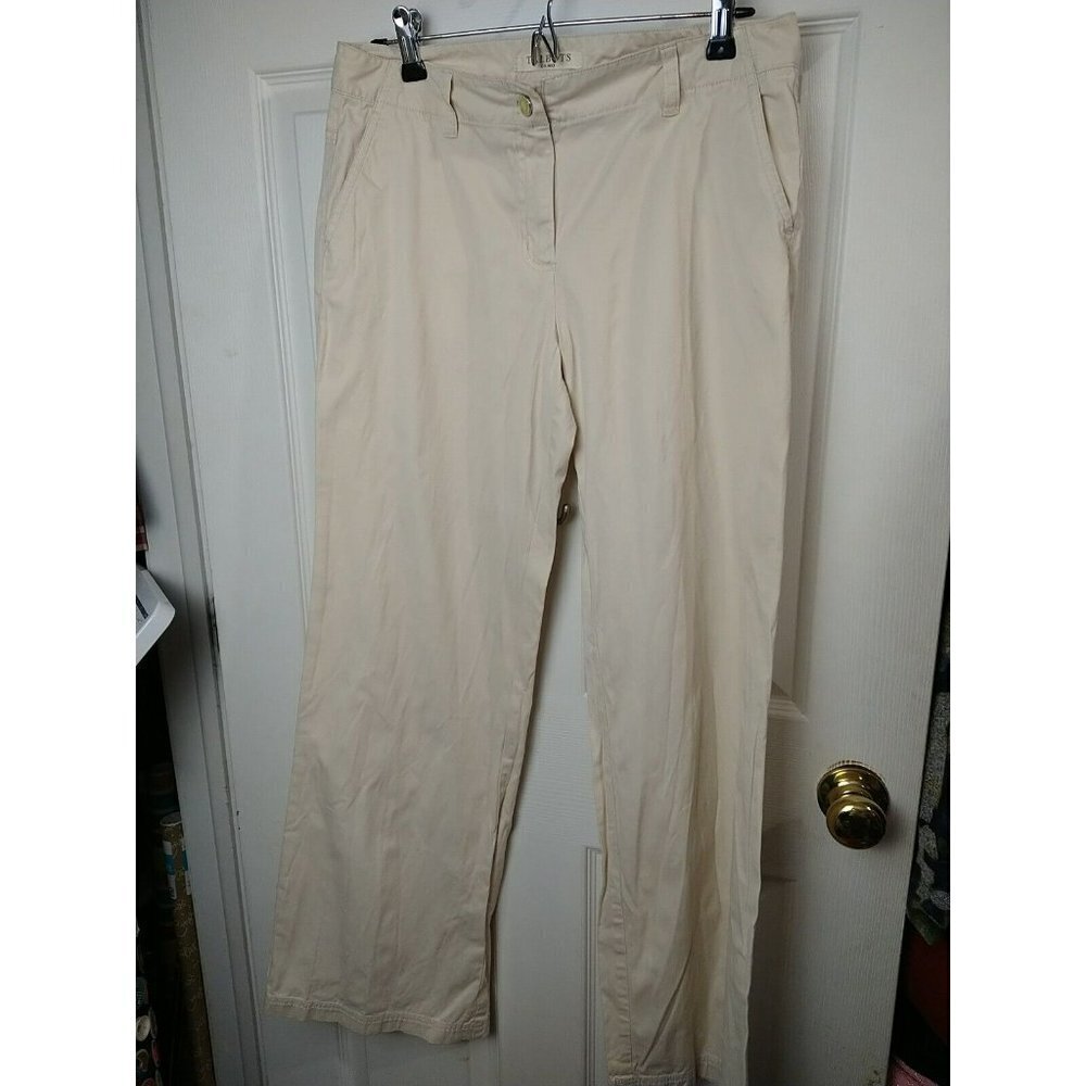 TALBOTS Women Creme Zip Button Chino Pants Size 6